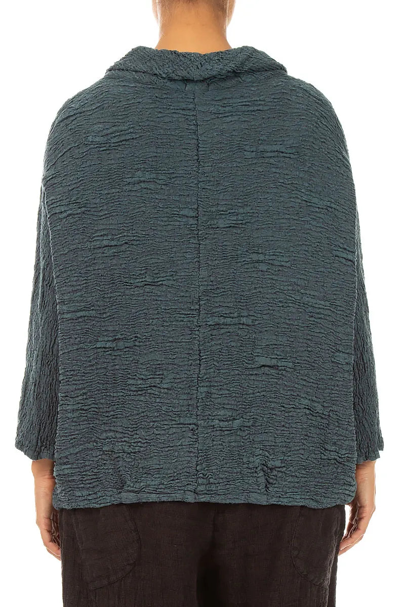 Cowl Neck Slate Textured Silk Linen Blouse 2