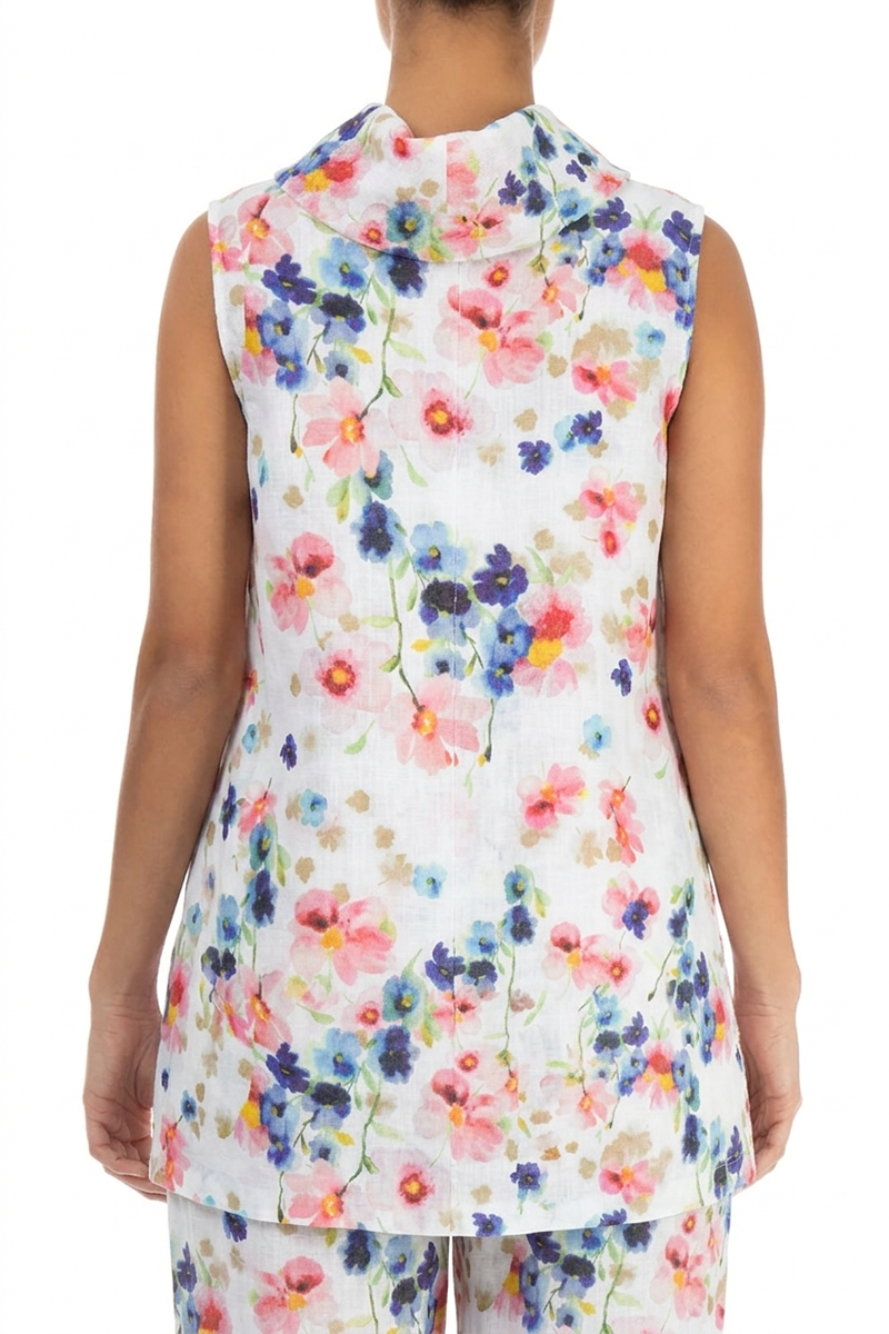 Cowl Neck Sleeveless Primrose Linen Tunic 2