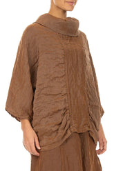 Cowl Neck Textured Aged Copper Silk Blouse 3