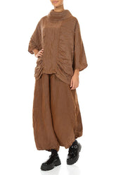 Cowl Neck Textured Aged Copper Silk Blouse 4