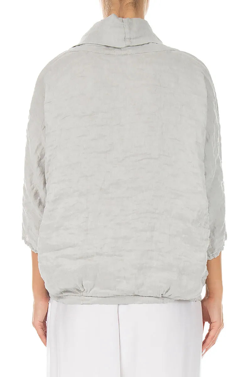 Cowl Neck Textured Cream Grey Silk Blouse 2