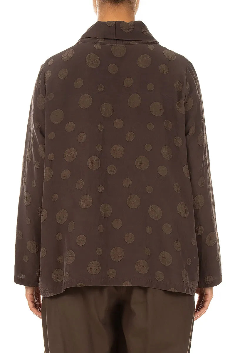 Blouse marron truffe en Soie et Coton bouillonnés à col bénitier