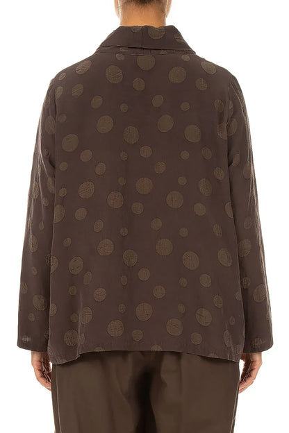 Blouse marron truffe en Soie et Coton bouillonnés à col bénitier
