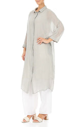 Cream Grey Dotty Silk Dress Jacket 3