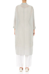 Cream Grey Dotty Silk Dress Jacket 2