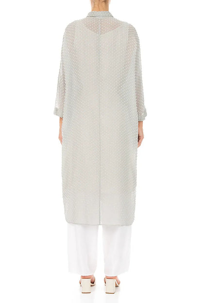 Cream Grey Dotty Silk Dress Jacket 2