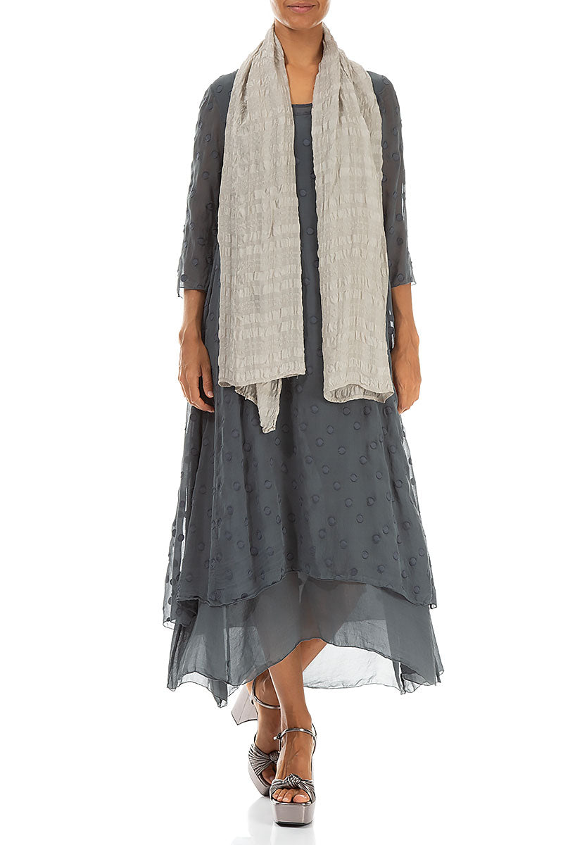 Cream Light Textured Silk Scarf 2