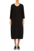 Crinkled Black Silk Linen Midi Dress 1
