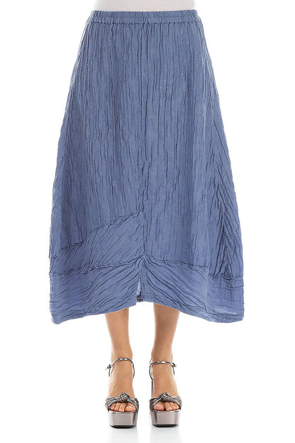 Crinkled Blue Nova Silk Linen Skirt 1