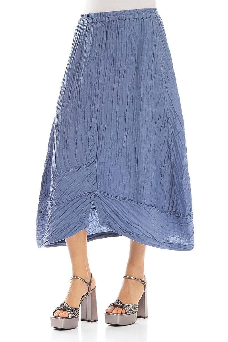 Crinkled Blue Nova Silk Linen Skirt 3