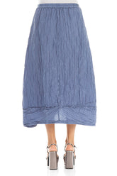 Crinkled Blue Nova Silk Linen Skirt 2