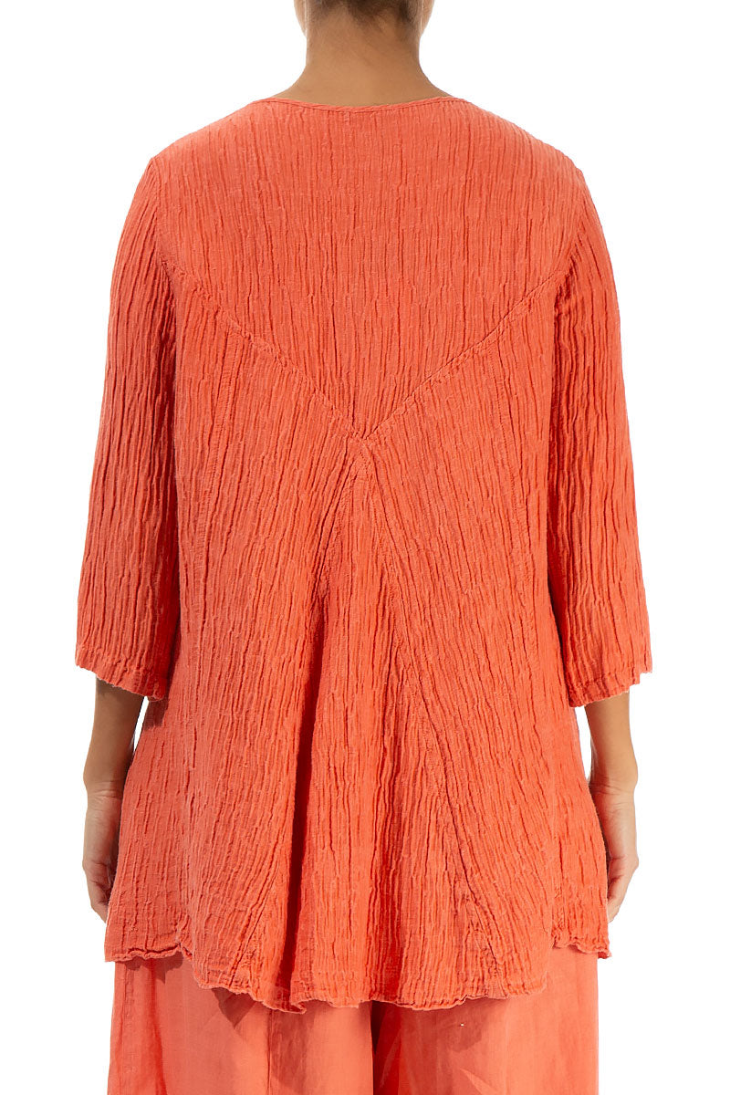 Crinkled Coral Silk Tunic 2