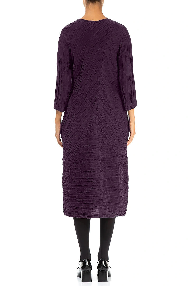 Robe midi Froissé prune profond en soie et Lin