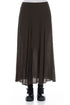 Crinkled Forest Brown Silk Viscose Skirt 1