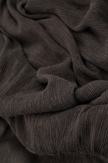 Crinkled Forest Brown Silk Viscose Skirt 5