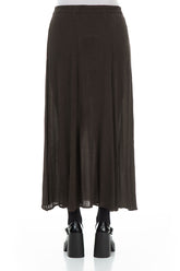 Crinkled Forest Brown Silk Viscose Skirt 2
