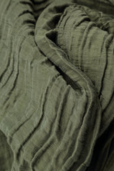 Crinkled Forest Mist Silk Linen Blouse 5