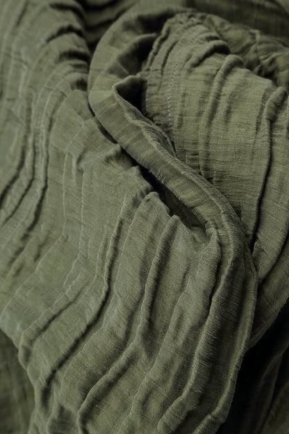 Crinkled Forest Mist Silk Linen Blouse 5