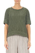 Crinkled Forest Mist Silk Linen Blouse 1