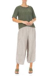 Crinkled Forest Mist Silk Linen Blouse 4