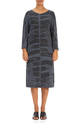 Crinkled Graphite Printed Silk Viscose Dress 1