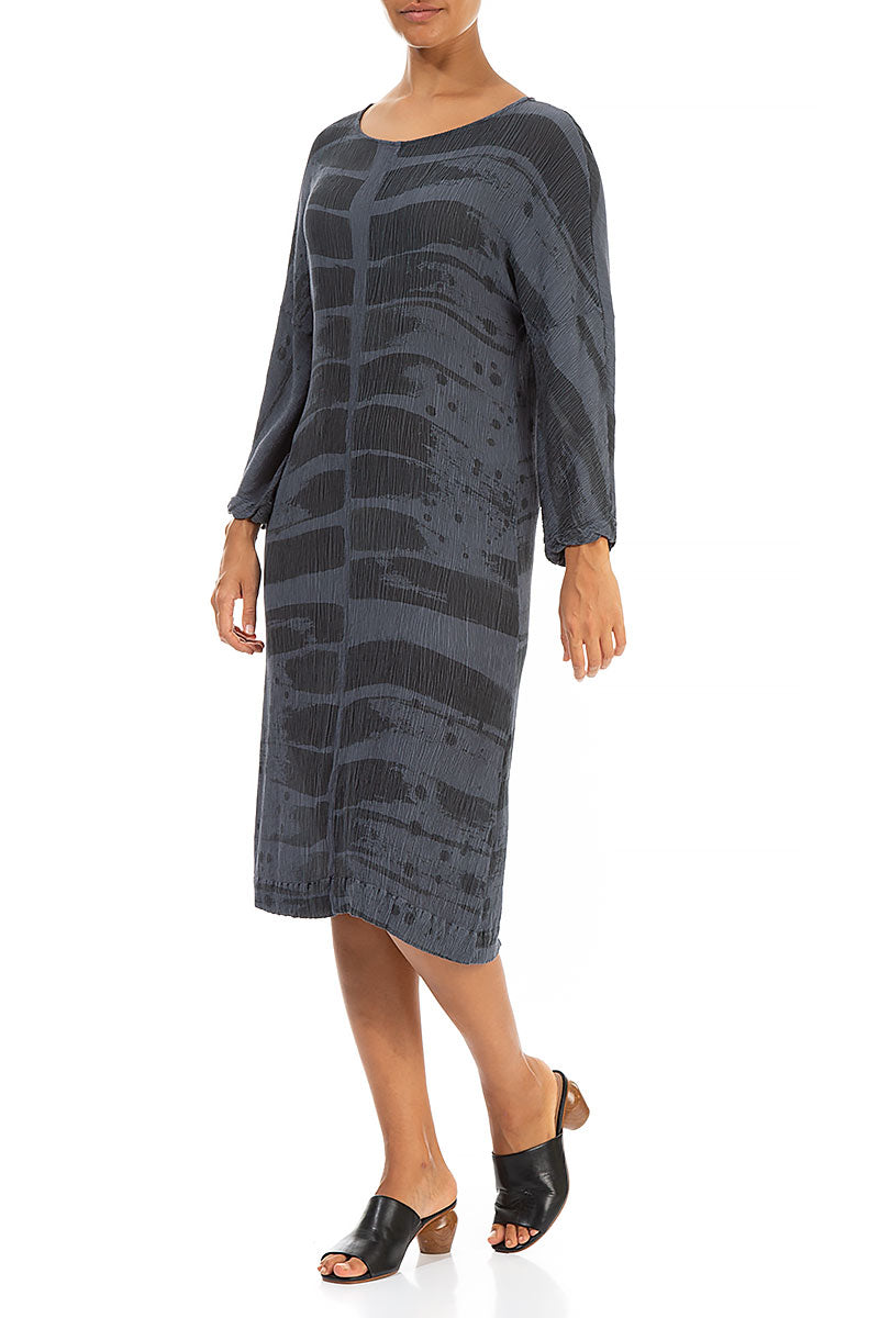 Crinkled Graphite Printed Silk Viscose Dress 3