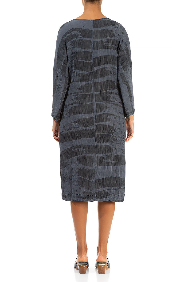 Crinkled Graphite Printed Silk Viscose Dress 2