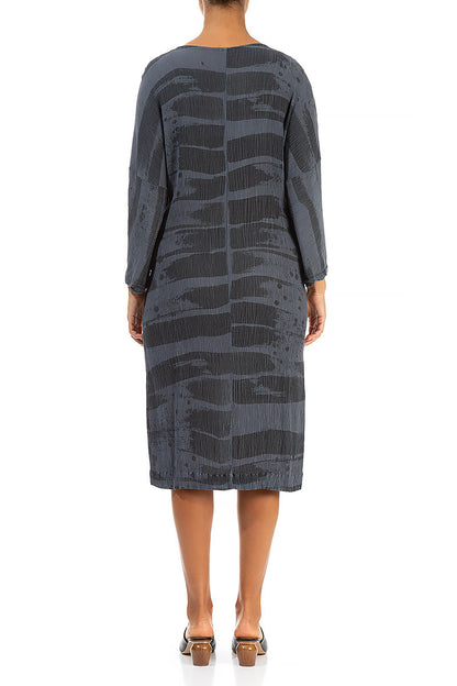 Crinkled Graphite Printed Silk Viscose Dress 2