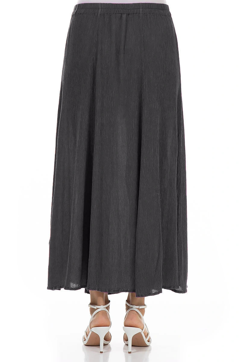 Crinkled Graphite Silk Viscose Maxi Skirt