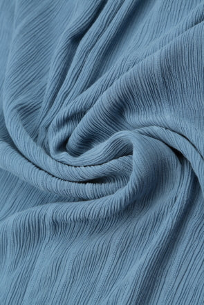 Crinkled Light Denim Silk Viscose Skirt 5