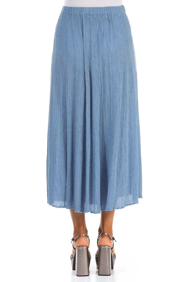 Crinkled Light Denim Silk Viscose Skirt 2