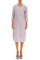Crinkled Lilac Silk Linen Midi Dress 1