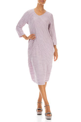 Crinkled Lilac Silk Linen Midi Dress 4