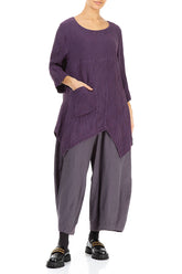 Crinkled Purple Waves Silk Linen Tunic 4