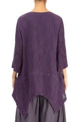 Crinkled Purple Waves Silk Linen Tunic 2