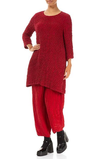 Crinkled Red Silk Tunic