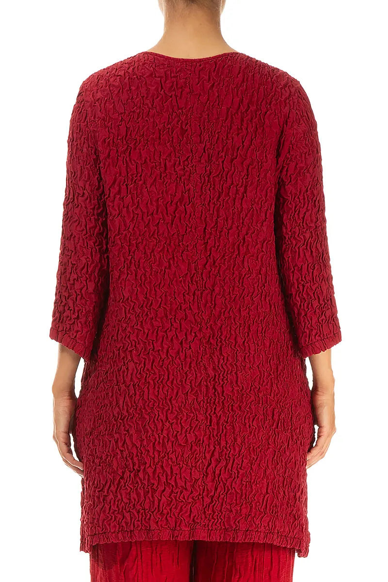 Crinkled Red Silk Tunic