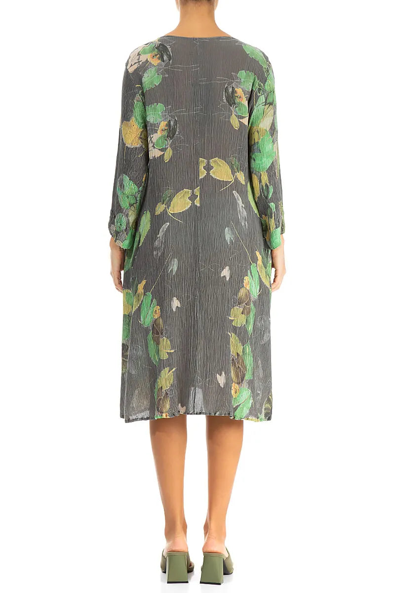 Crinkled Waterlilies Silk Viscose Dress 2