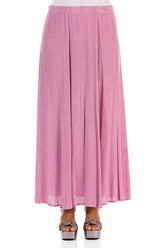 Crinkled Wild Berry Silk Viscose Maxi Skirt 1