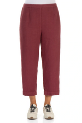 Cropped Antique Ruby Linen Trousers 1