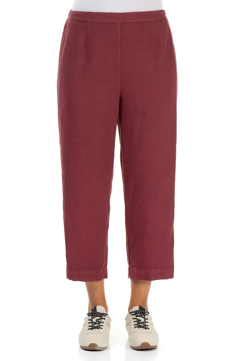 Cropped Antique Ruby Linen Trousers 1