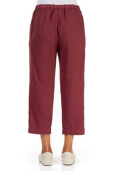 Cropped Antique Ruby Linen Trousers 2
