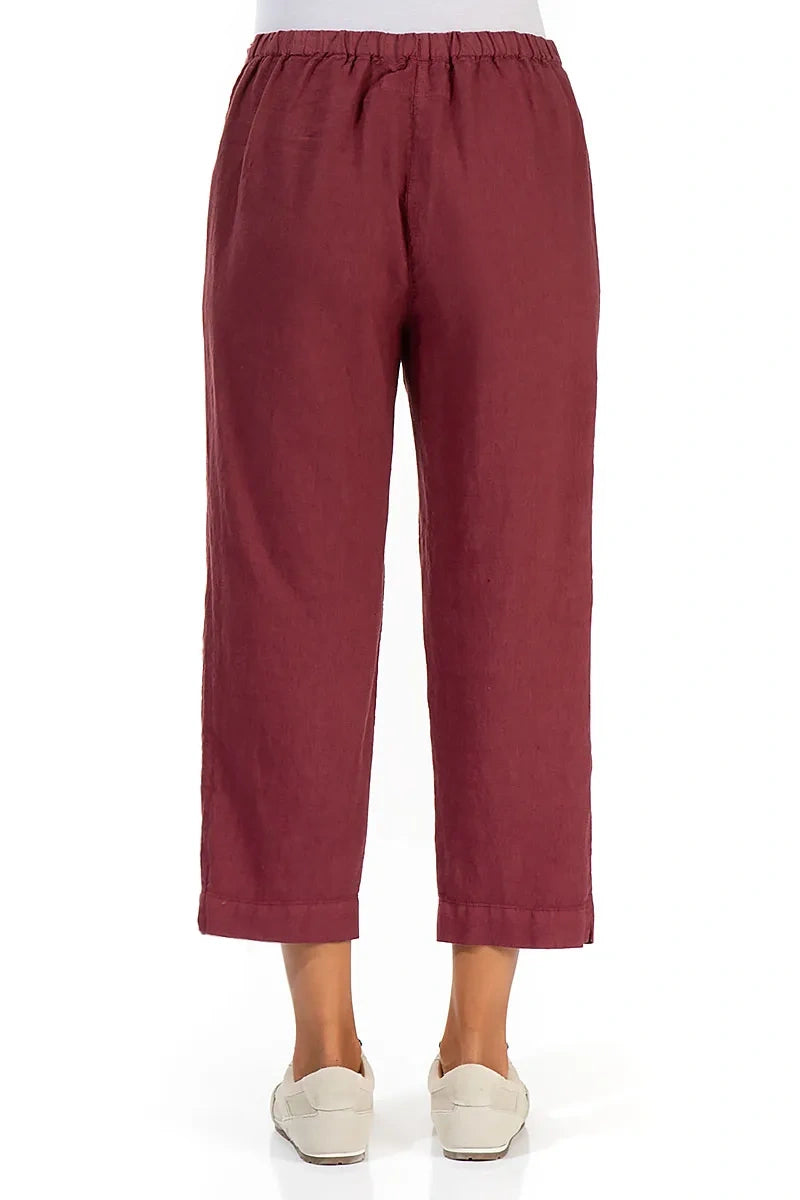 Cropped Antique Ruby Linen Trousers 2