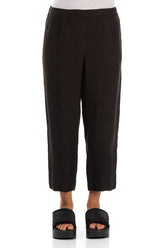 Cropped Black Linen Trousers 1
