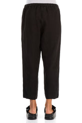 Cropped Black Linen Trousers 2