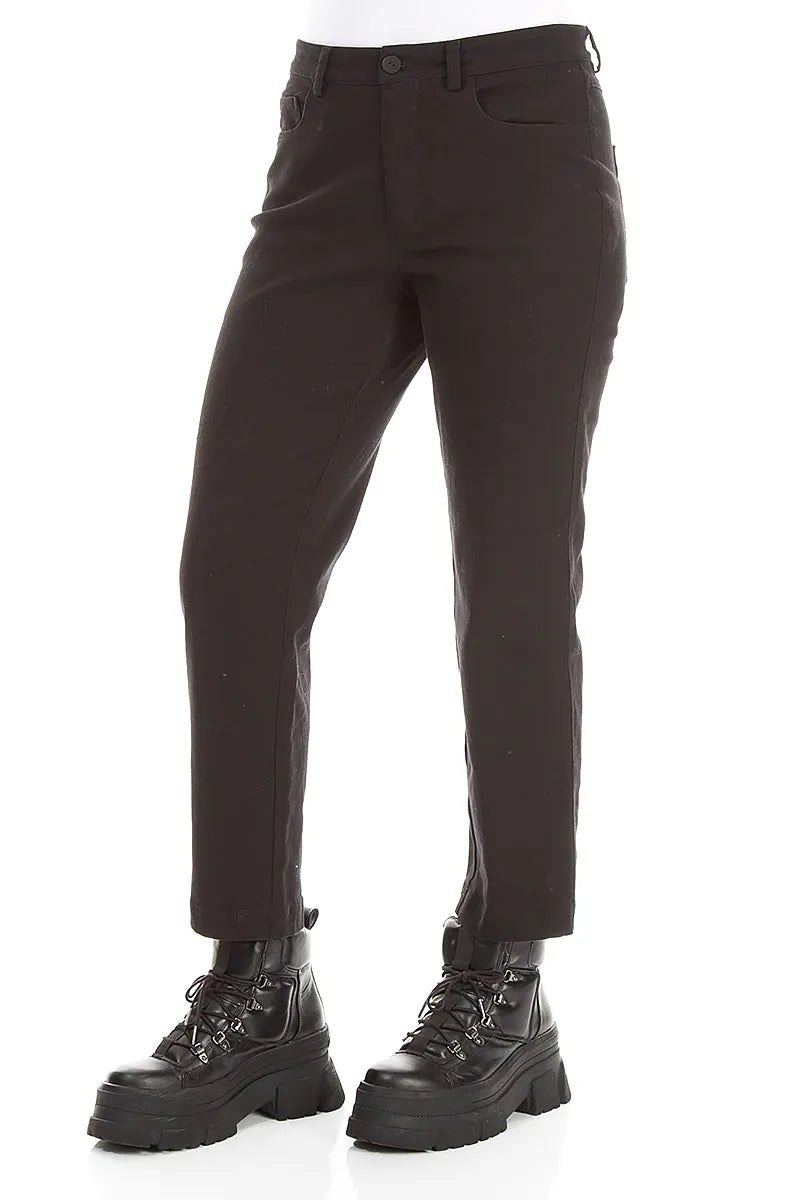 Cropped Charcoal Denim Cotton Trousers 3