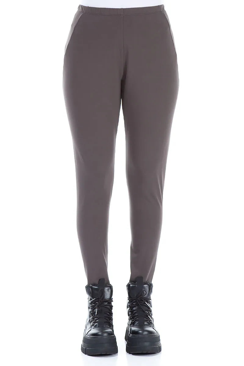 Cropped Forest Brown Cotton Leggings 1