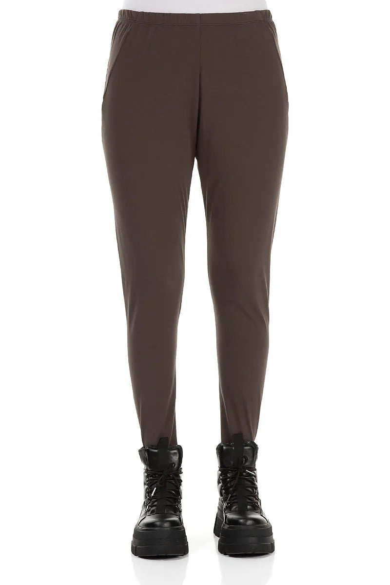 Leggings courts en coton marron forêt