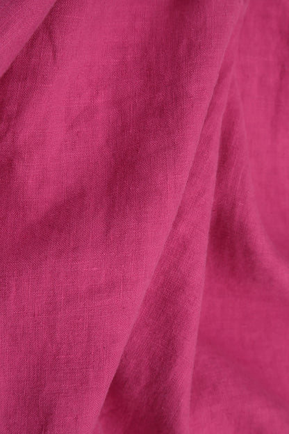 Cropped Fuchsia Linen Trousers 5