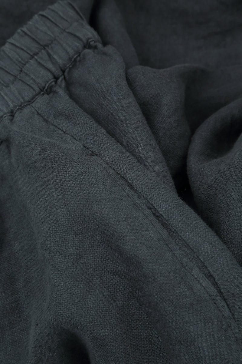 Cropped Graphite Linen Trousers
